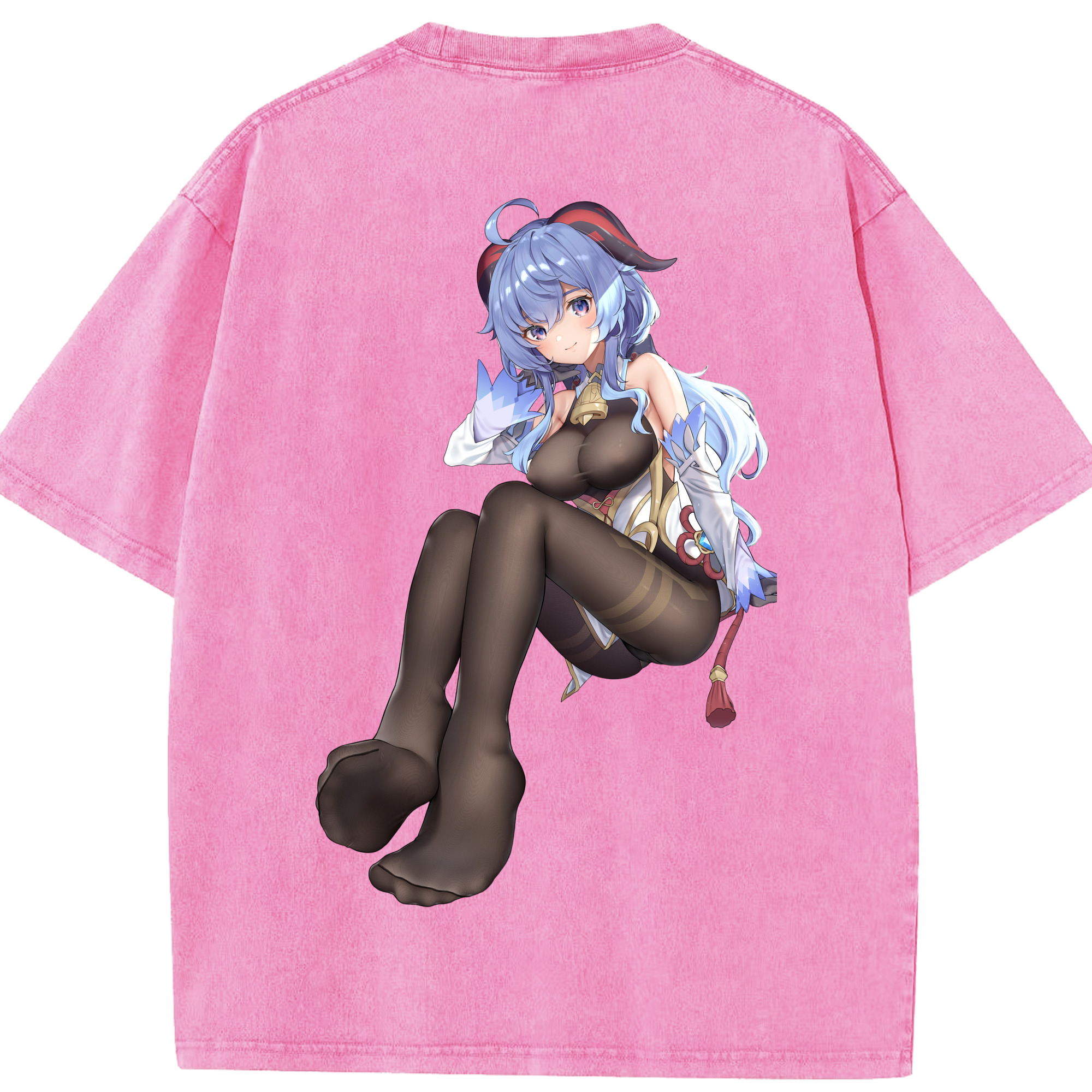 げんし神 甘雨 かんう genshin Ganyu 綿100% ヴィンテージ風 半袖Tシャツ（背面プリント）
